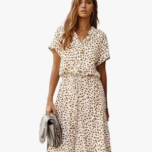 Brovave Boho dot dress size medium, short sleeve with drawstring waist.